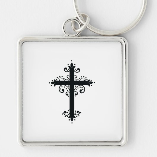 Porte-clés Croix sculptée décorative de luxe (Devant)
