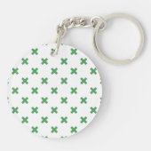 Porte-clés Croix verte coutures sur blanc (Dos)