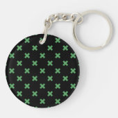 Porte-clés Croix verte coutures sur noir (Dos)