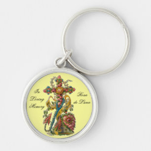 Porte-clés Croix vintage de la consistance florale