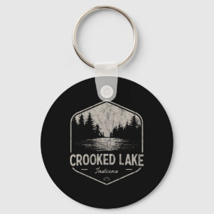 Porte-clés Crooked Lake Indiana Extérieur Vintage 