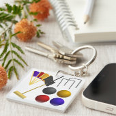 Porte-clés Croquet Equipment Set Mallet Balls Hoops (Devant Droit)