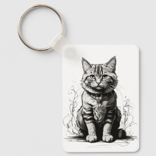 Porte-clés Croquis au crayon de chat mignon