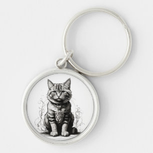 Porte-clés Croquis au crayon de chat mignon