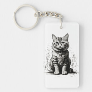 Porte-clés Croquis au crayon de chat mignon