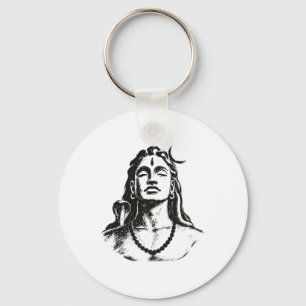 Porte-clés Croquis au lavis d'encre Adiyogi Sumi-e Style Zen 