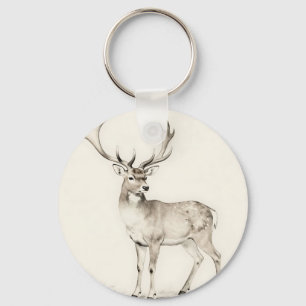 Porte-clés Croquis de cerf majestueux à cornes