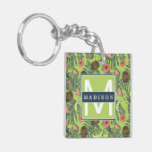 Porte-clés Croquis de fruit tropical sur le motif vert (Devant gauche)