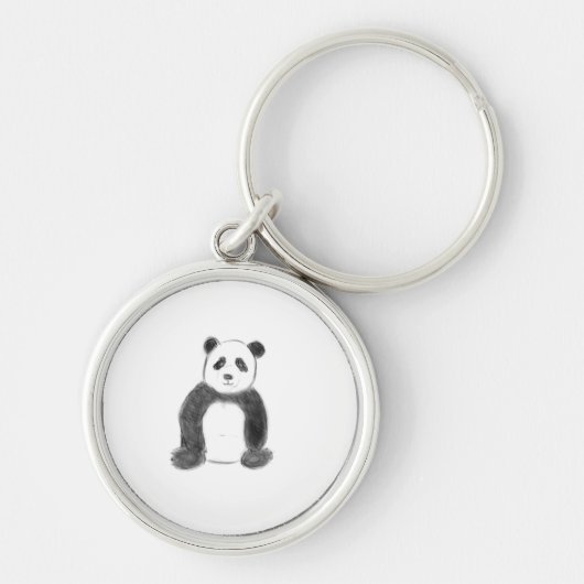 Porte-clés Croquis de panda en noir et blanc (Devant)
