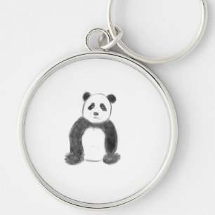 Porte-clés Croquis de panda en noir et blanc