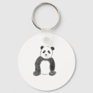 Porte-clés Croquis de panda mignonne noir et blanc