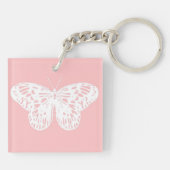 Porte-clés Croquis papillon, rose coquille et blanc (Dos)