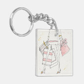 Porte-clés Croquis rose moderne sauvage de mode d'Apple | (Devant gauche)