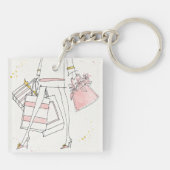 Porte-clés Croquis rose moderne sauvage de mode d'Apple | (Dos)