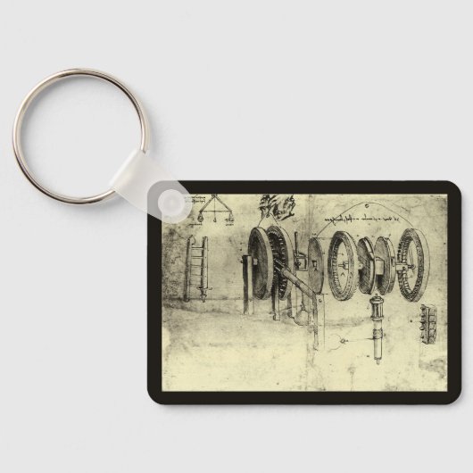 Porte-clés Croquis technique d'une roue par Léonard de Vinci (Verso)