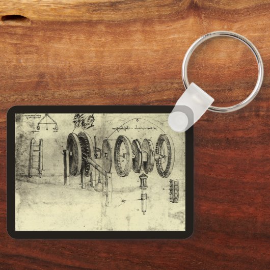 Porte-clés Croquis technique d'une roue par Léonard de Vinci (Recto)