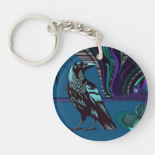 Porte-clés Crow Design Acrylique Porte - clé rond pourpre ble