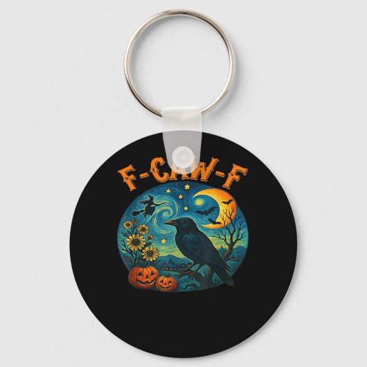 Porte-clés Crow Raven F-Caw-F Funny Halloween Gothic Checkere (Recto)