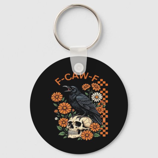Porte-clés Crow Raven F-Caw-F Funny Halloween Gothic Creative (Recto)