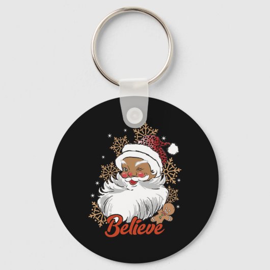 Porte-clés Croyez Afro Père Noël African American Christmas B (Recto)