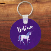 Porte-clés Croyez avec Unicorn dans les aquarelles pastel (Recto)