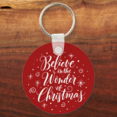 Porte-clés Croyez en l'étonnement de Noël Lettering Round (Recto)