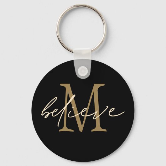 Porte-clés Croyez Inspirational Gold Noir Monogramme Initial (Recto)