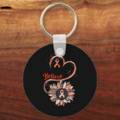 Porte-clés Croyez que la sensibilisation à l'ERRC Orange Ribb (Recto)