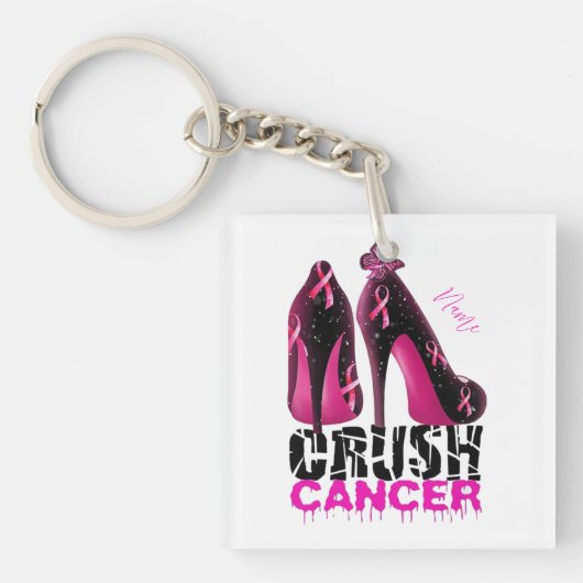 Porte-clés Crush Breast Cancer Nom de sensibilisation customi (Devant)