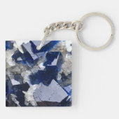 Porte-clés Crystal Fluorite Bleu Profond & Calcite Flake (Dos)