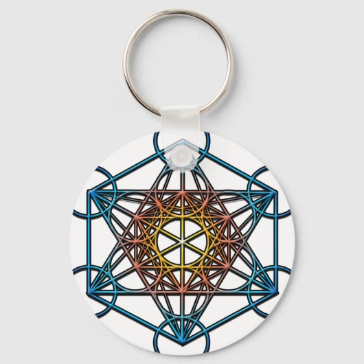 Porte-clés Cube de Metatron (dégradé bleu orange jaune)Symbol (Recto)