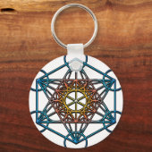 Porte-clés Cube de Metatron (dégradé bleu orange jaune)Symbol (Recto)