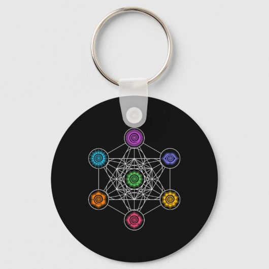Porte-clés cube de Métatron, géométrie sacrée, chakra, yoga,  (Recto)