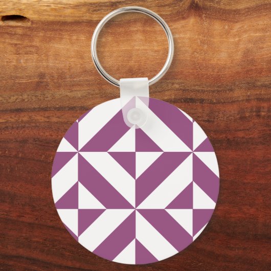 Porte-clés Cube Déco géométrique violet chaud (Recto)