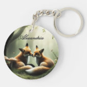 Porte-clés Cuddle Fox dans Misty Forest Personnalisé (Dos)