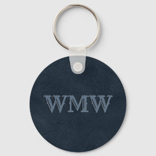 Porte-clés Cuir synthétique bleu marine Western Monogram