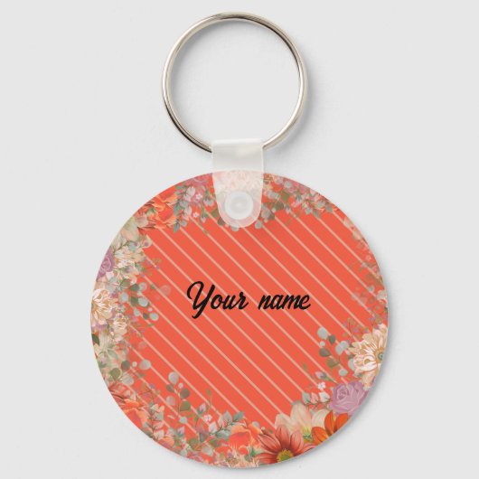 Porte-clés Cuisine florale rustique élégante (Recto)