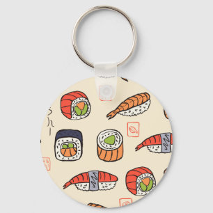 Porte-clés Cuisine sushi, design motif sans soudure.