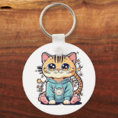 Porte-clés Cuite drôle petit chaton Chiffon Top (Recto)