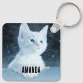 Porte-clés Cuite Kitten blanc avec de beaux yeux bleus (Dos)