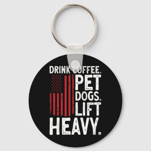 Porte-clés Culturisme Haltérophilie Boire Café Chien Animaux 