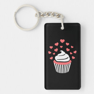 Porte-clés Cupcake aux coeurs