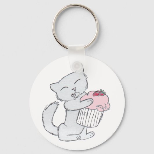 Porte-clés Cupcake aux fraises Kitten (Recto)