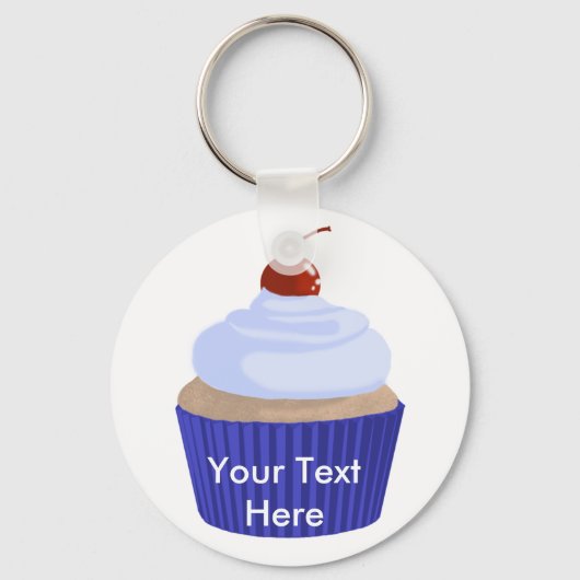 Porte-clés Cupcake-Blue sur bleu (Recto)