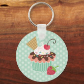 Porte-clés Cupcake cerise et menthe (Recto)