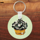 Porte-clés Cupcake d'Halloween noir avec de minuscules crânes (Recto)