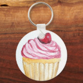 Porte-clés cupcake rose à la cerise (Recto)