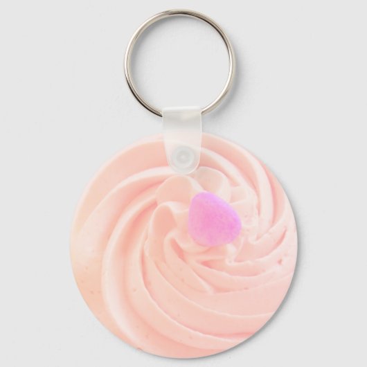 Porte-clés Cupcake rose gelé bonbon coeur mignon (Recto)