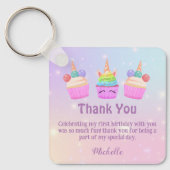 Porte-clés cupcakes arc-en-ciel merci fille 1er anniversaire (Recto)