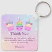 Porte-clés cupcakes arc-en-ciel merci fille 1er anniversaire (Dos)